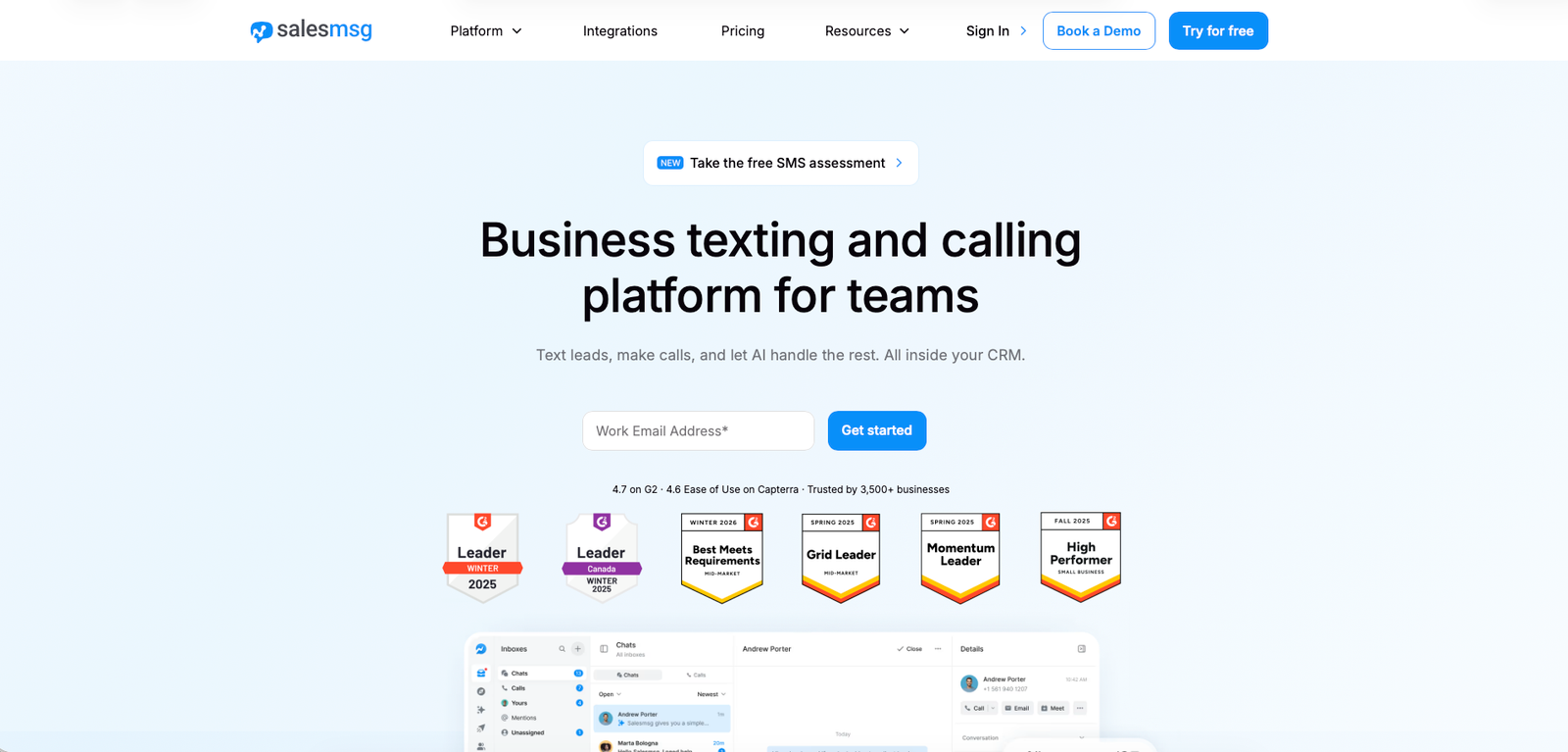 Salesmsg homepage