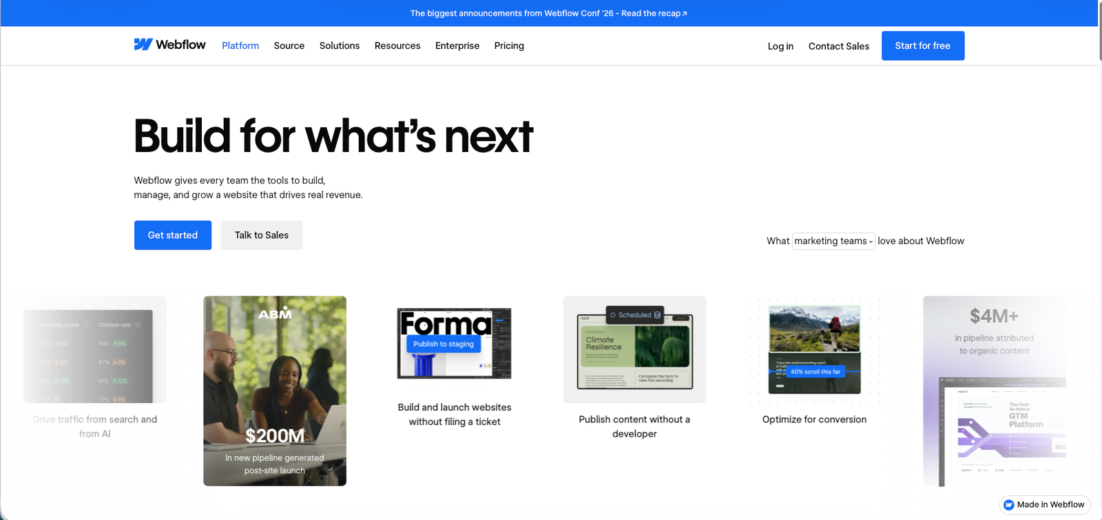 Webflow homepage