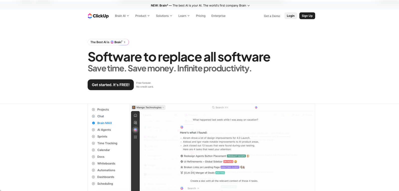 ClickUp homepage