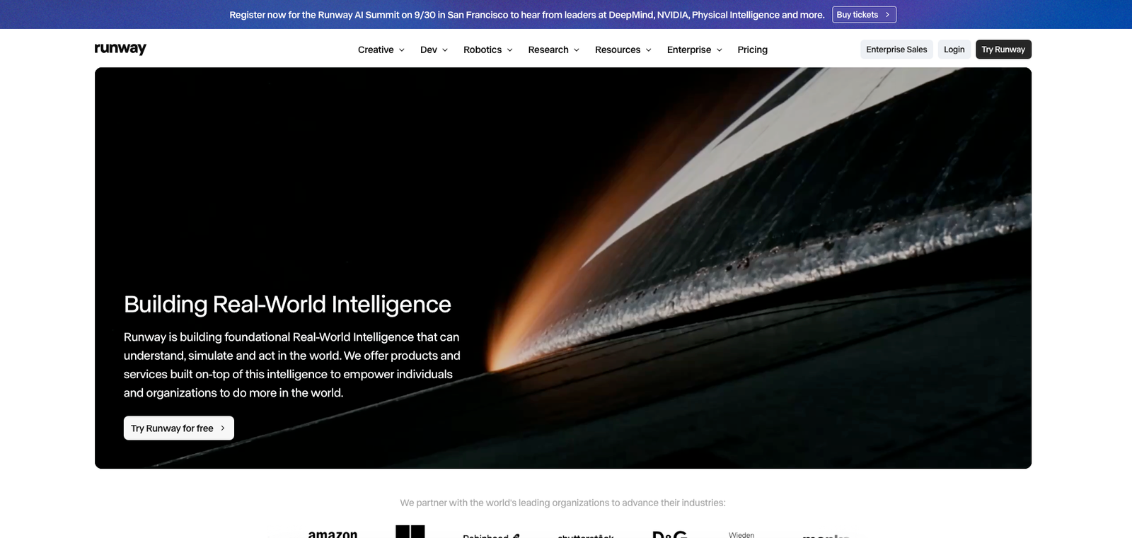 Runway homepage