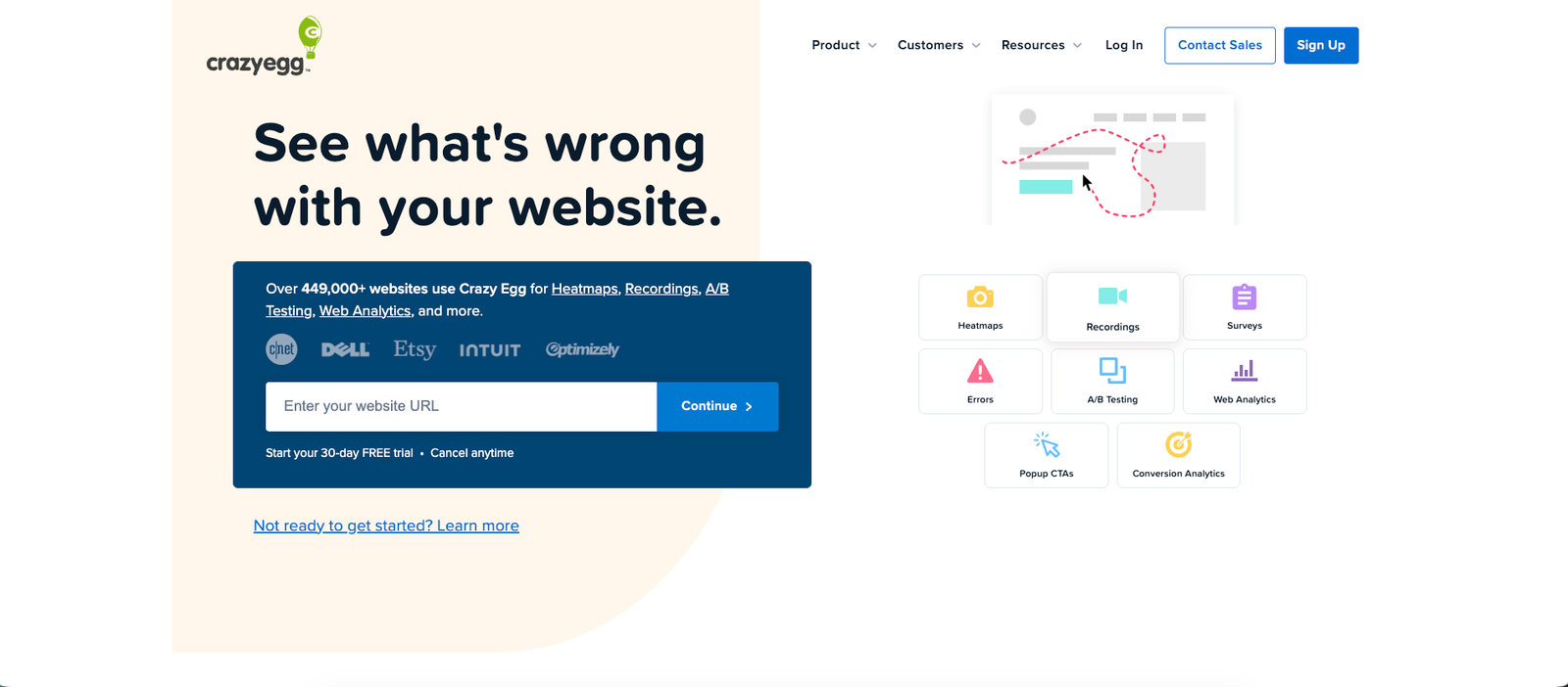Crazy Egg homepage