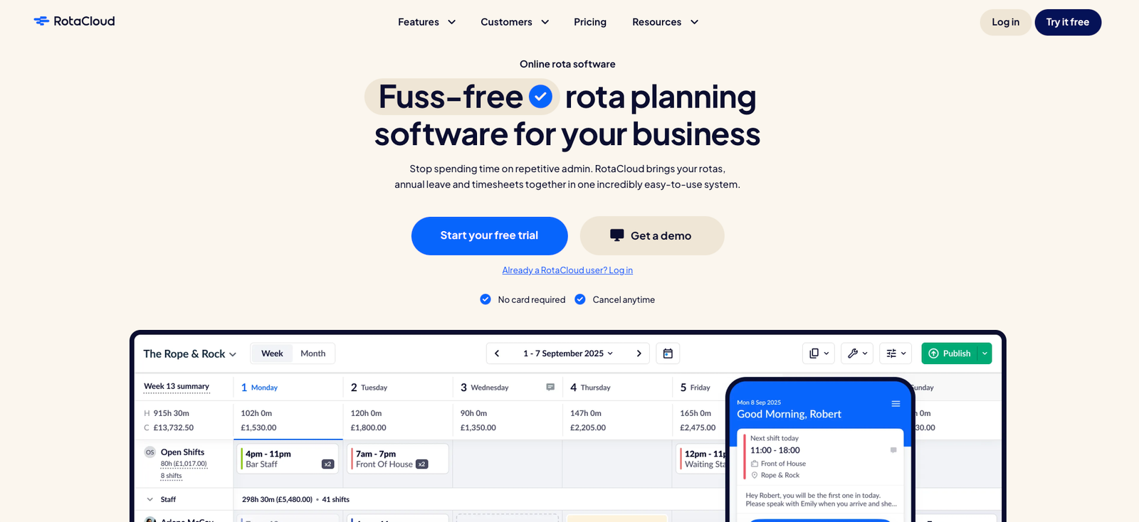 RotaCloud workforce management website