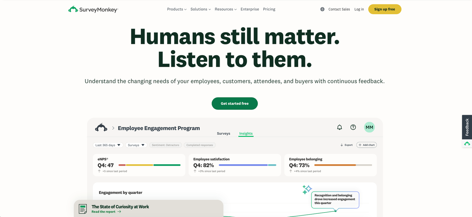 SurveyMonkey homepage showing its survey and feedback platform