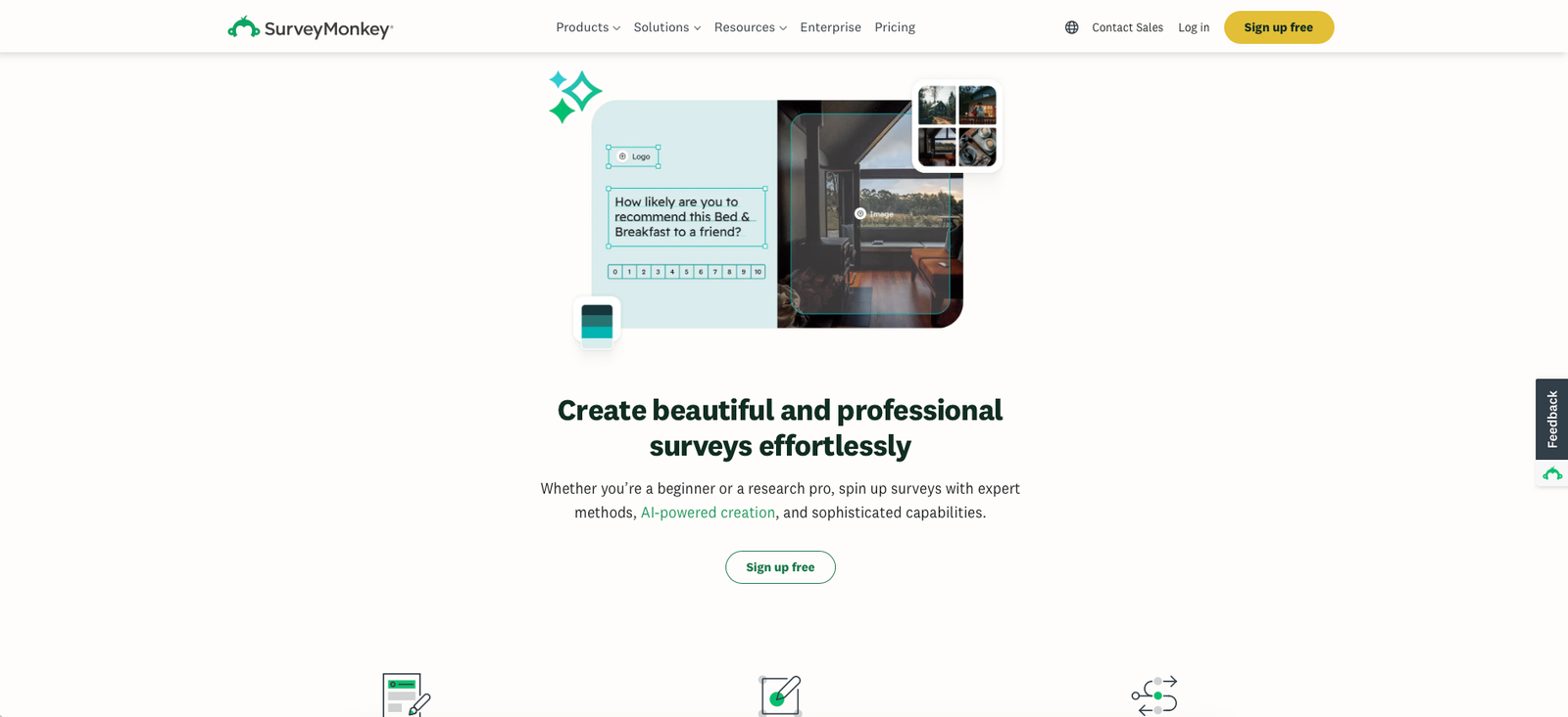 SurveyMonkey survey builder showing survey creation tools