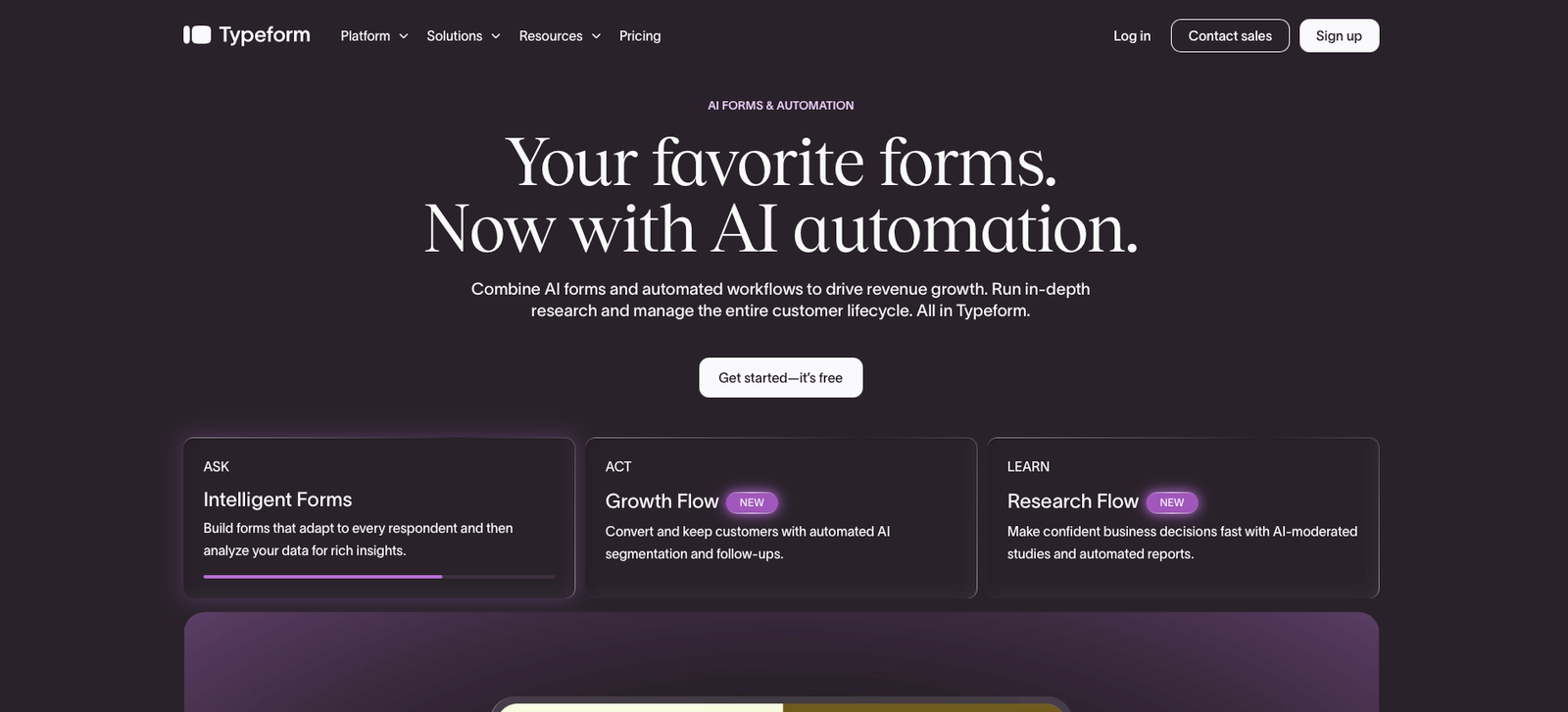 Typeform homepage